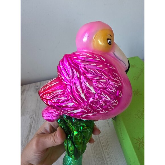 Radko flamingo finial Miami pink bird rare Master Craftsman glitter pink tropica - Picture 6 of 15